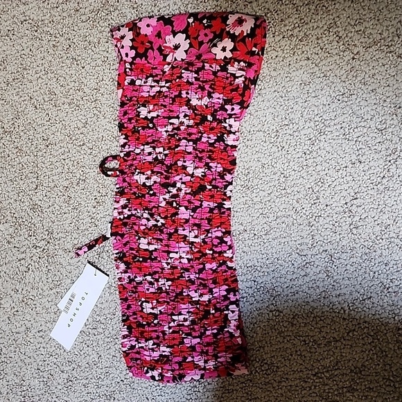 NWT - Topshop Floral Summer Strapless Bandeau - SIZE 10 - Picture 4 of 8
